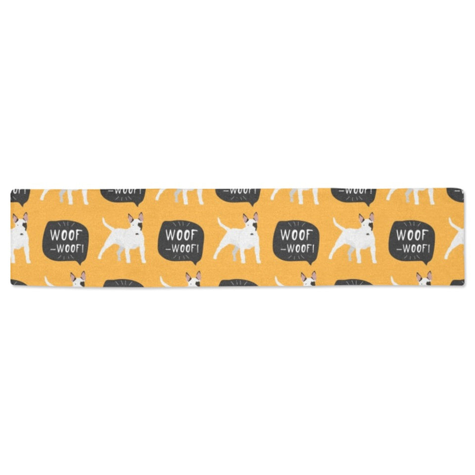 Bull Terrier Pattern Print Design 03 Table Runner