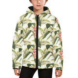 heliconia pattern Kids' Boys' Girls' Padded Hooded Jacket