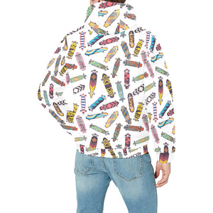 Skate Board Pattern Print Design 05 Men's Padded Hooded Jacket
