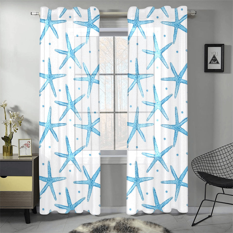 Watercolor starfish pattern Gauze Curtain