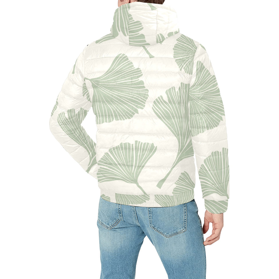 Ginkgo leaves pattern Men's Padded Hooded Jacket