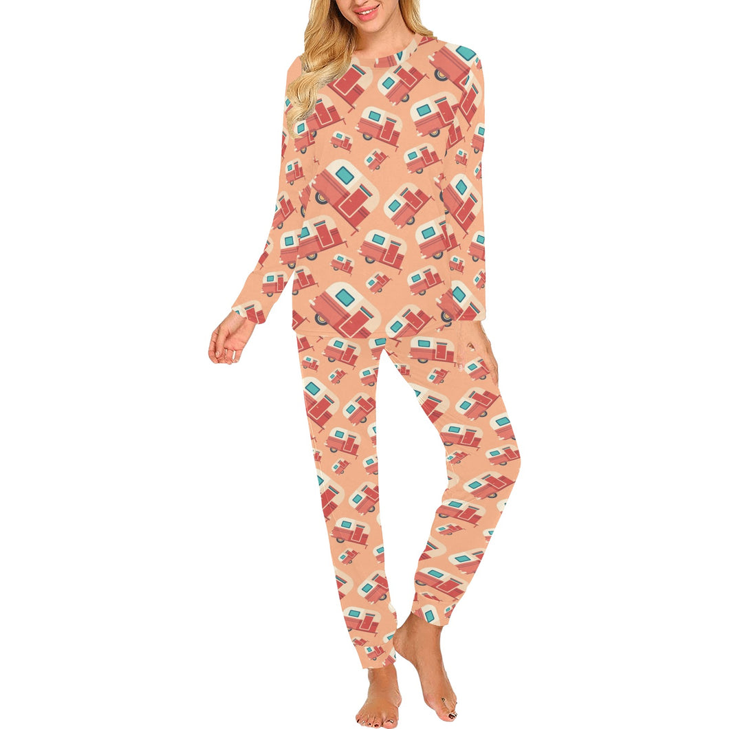 Camper Van Pattern Print Design 03 Women's All Over Print Pajama Set