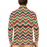 zigzag chevron colorful pattern Men's Long Sleeve Polo Shirt