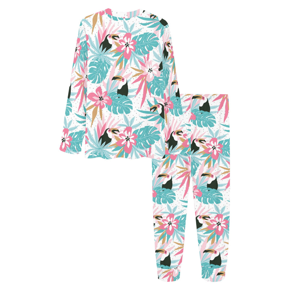 Toucan tropical flower leave pattern Women's All Over Print Pajama Set