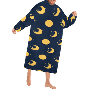 Moon star pattern Blanket Robe with Sleeves