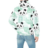 Panda pattern tropical leaves background Men's Padded Hooded Jacket