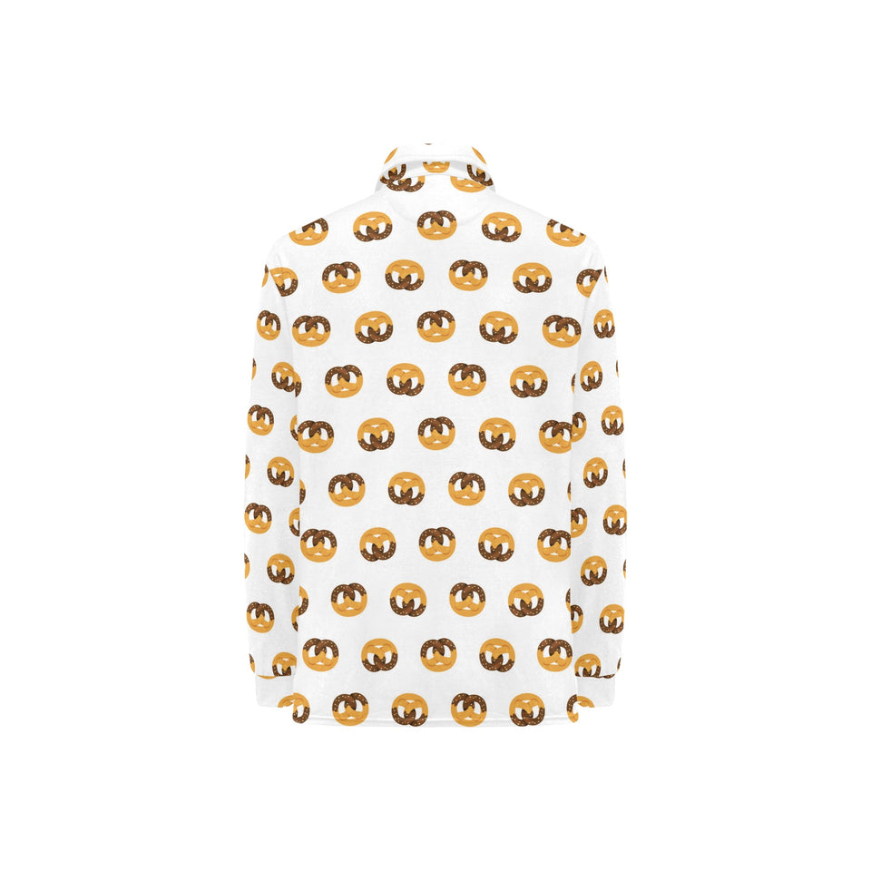 Pretzels Pattern Print Design 02 Women's Long Sleeve Polo Shirt