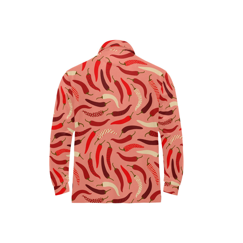 Beautiful Chili peppers pattern Men's Long Sleeve Polo Shirt