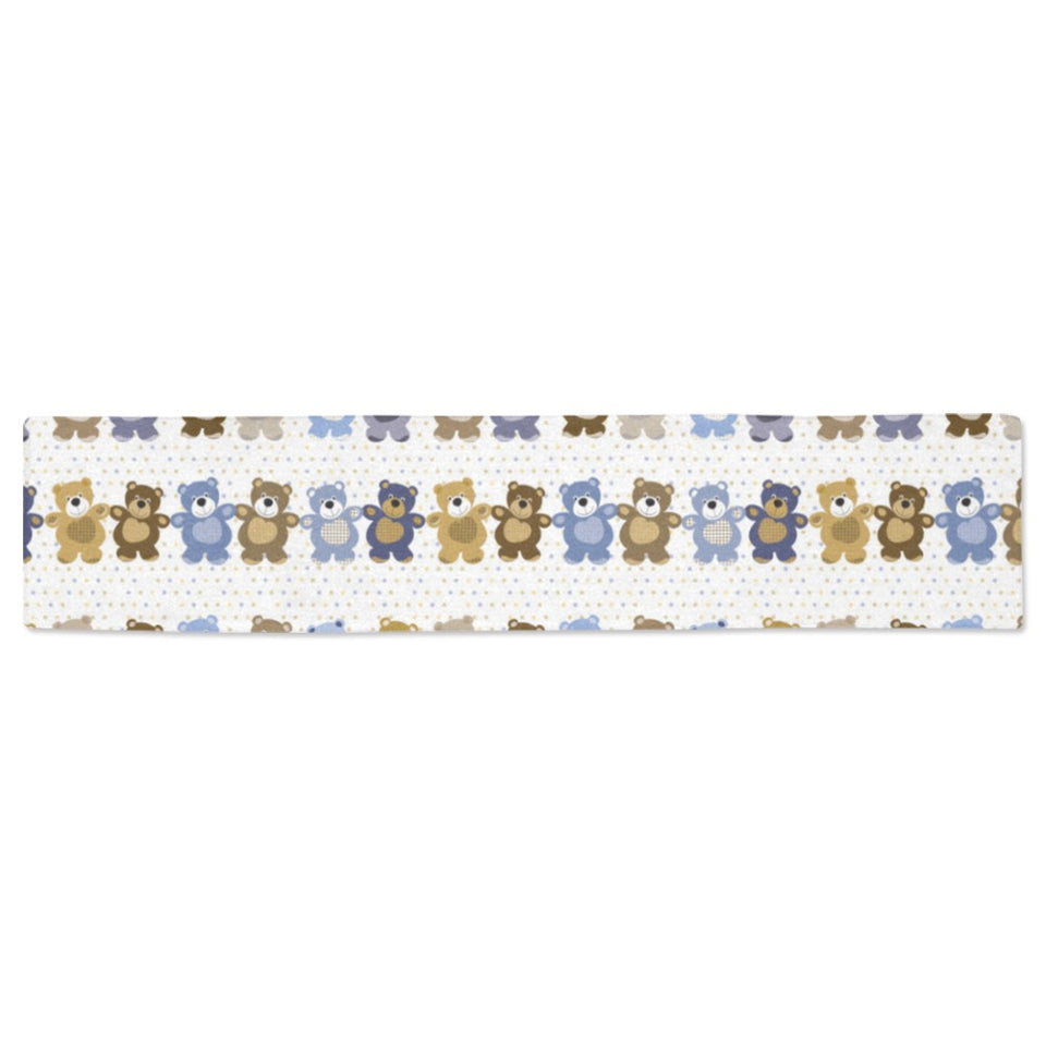 Teddy Bear Pattern Print Design 02 Table Runner