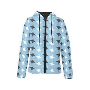 Stingray Pattern Print Design 03 Women's Padded Hooded Jacket