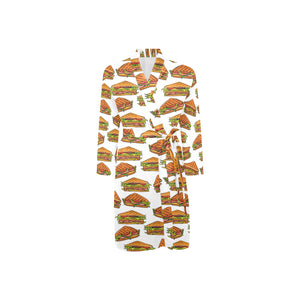 Sandwich Pattern Print Design 02 Men's Long Sleeve Belted Night Robe