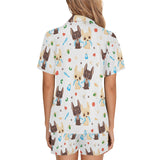 Cute Chihuahua dog pattern Women's V-Neck Short Pajama Set