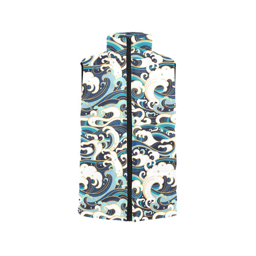 Japanese wave pattern Men's Padded Vest