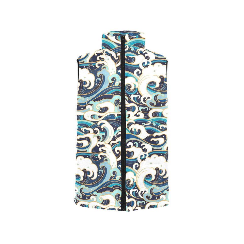 Japanese wave pattern Men's Padded Vest