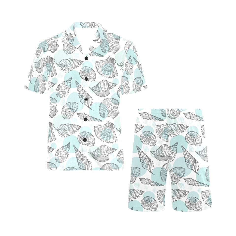 Shell polynesian tribal Men's V-Neck Short Pajama Set
