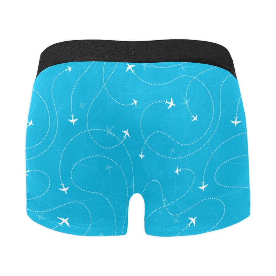 Airplane destinations blue background Men's All Over Print Boxer Briefs Men's Underwear