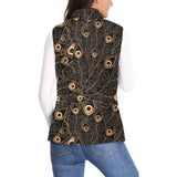 Gold peacock feather pattern Women's Padded Vest