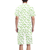 Green Peas Pattern Print Design 04 Men's V-Neck Short Pajama Set