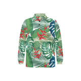 heliconia palm and monstera leaves pattern Men's Long Sleeve Polo Shirt