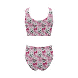 Yorkshire Terrier Pattern Print Design 03 Chest Bowknot High Waisted Bikini Swimsuit