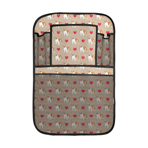 English Bulldog Pattern Print Design 05 Car Seat Back Organizer