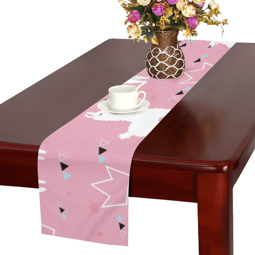 Llama Alpaca pink background Table Runner