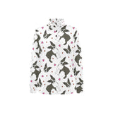 Boston terrier dog hearts vector pattern Women's Long Sleeve Polo Shirt