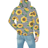 sunflowers ribbon background Men's Padded Hooded Jacket