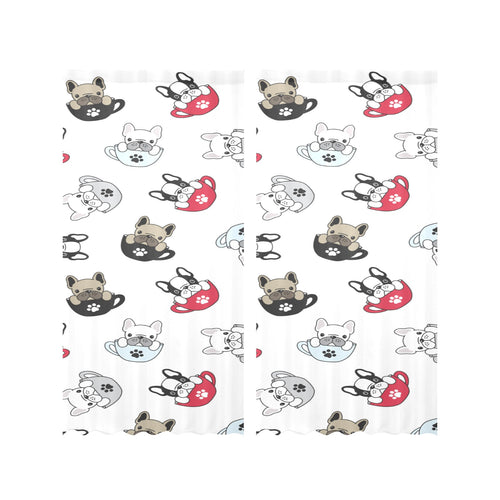 French bulldog cup paw pattern Gauze Curtain