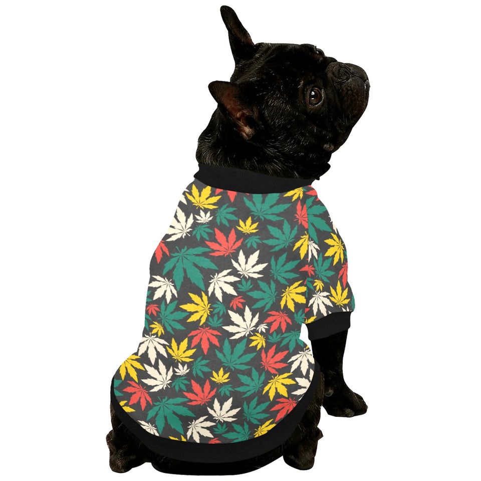 Canabis Marijuana Weed Pattern Print Design 02 All Over Print Pet Dog Round Neck Fuzzy Shirt
