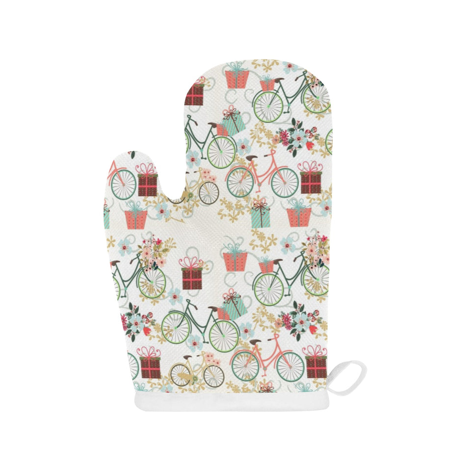 Bicycle Pattern Print Design 05 Heat Resistant Oven Mitts