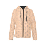 Engine Piston Cream Background Pattern Design 04 Women's Padded Hooded Jacket
