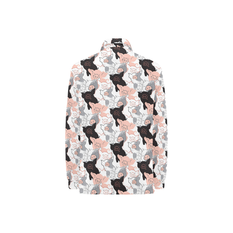 Pig Pattern Print Design 05 Women's Long Sleeve Polo Shirt