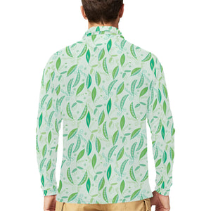 Green Peas Pattern Print Design 01 Men's Long Sleeve Polo Shirt