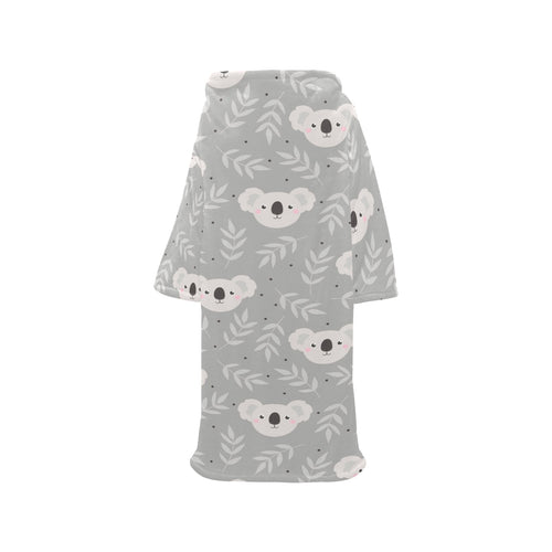 Cute koala leaves pattern Blanket Robe with Sleeves