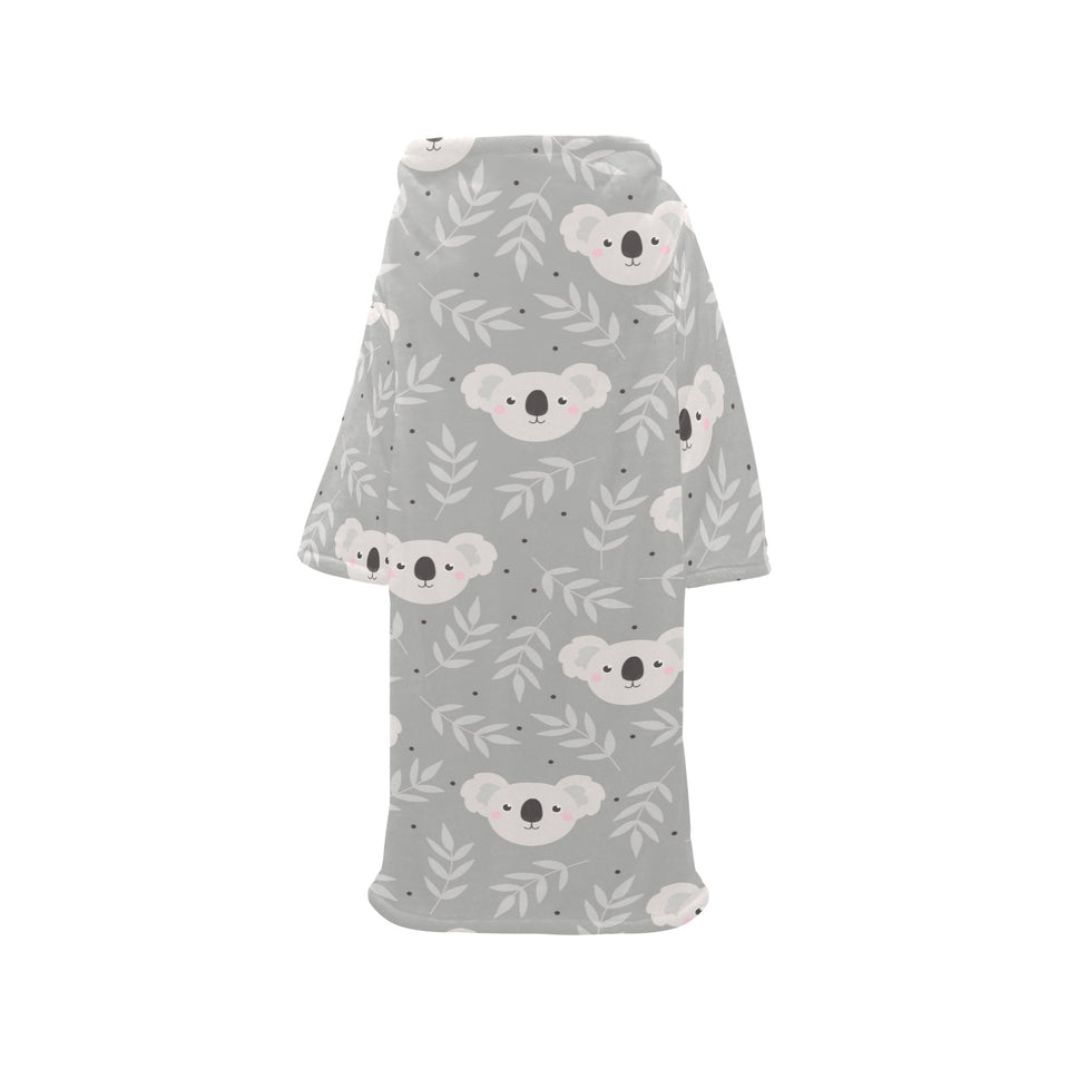 Cute koala leaves pattern Blanket Robe with Sleeves