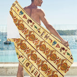 Egypt Hieroglyphics Pattern Print Design 04 Beach Towel
