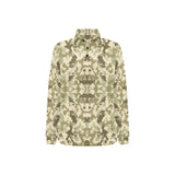 Light Green camouflage pattern Women's Long Sleeve Polo Shirt