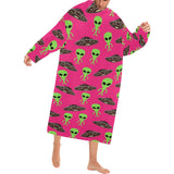 Alien Pattern Print Design 03 Blanket Robe with Sleeves