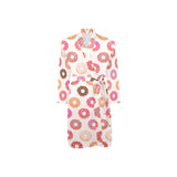 Colorful donut pattern Men's Long Sleeve Belted Night Robe