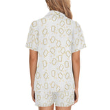 Bread Toast Pattern Print Design 01 Women's V-Neck Short Pajama Set