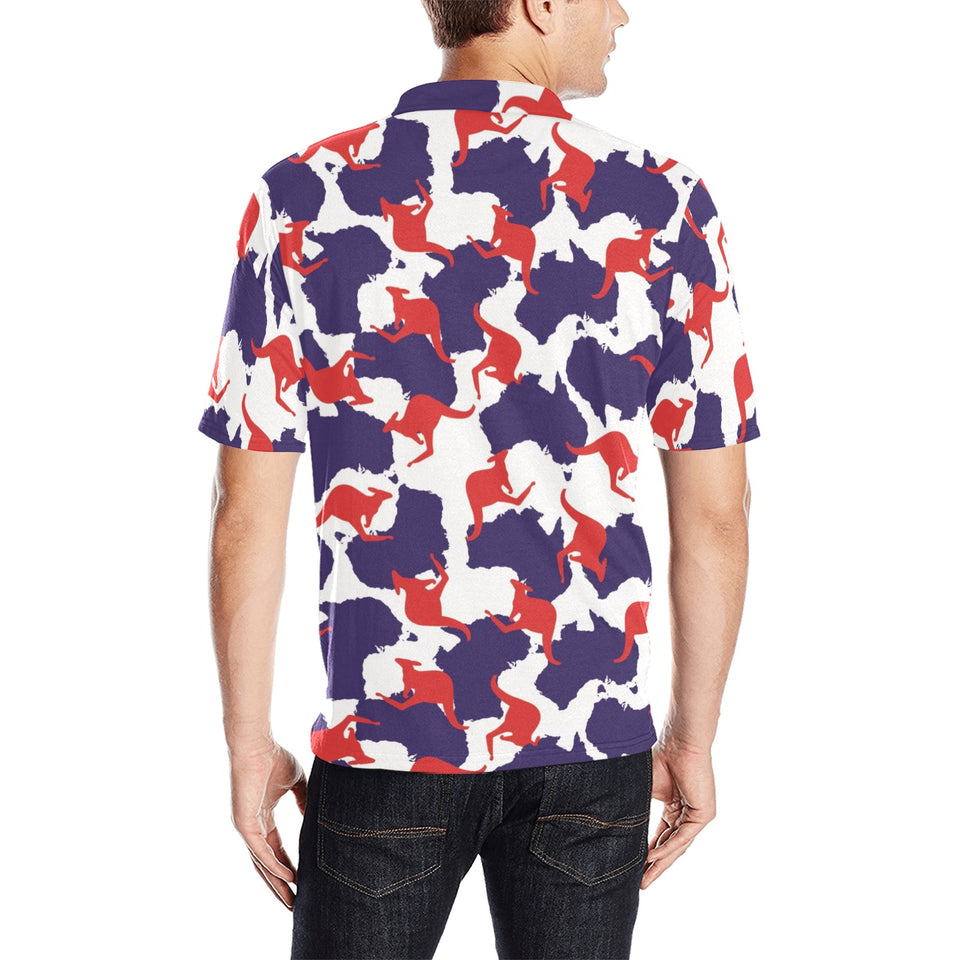 Kangaroo Australian pattern Men's All Over Print Polo Shirt