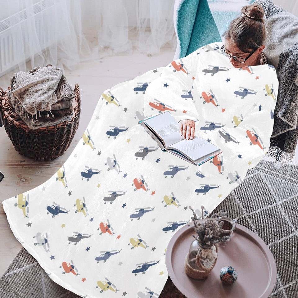 Cute helicopter star pattern Blanket Robe with Sleeves
