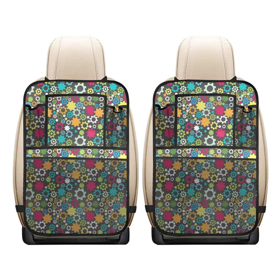 Gear Pattern Print Design 03 Car Seat Back Organizer