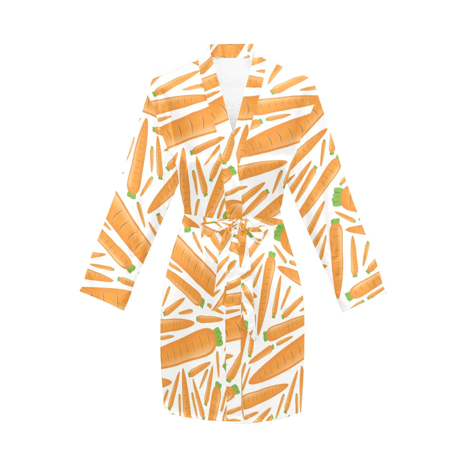Carrot Pattern Print Design 02 Women's Long Sleeve Belted Night Robe