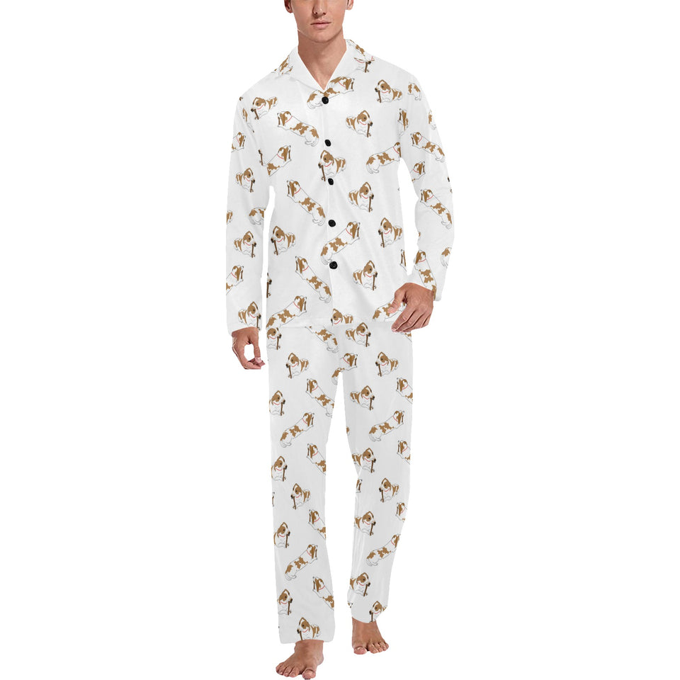Jack Russel Pattern Print Design 04 Men's Long Pajama Set