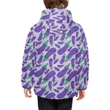 Eggplant Pattern Print Design 03 Kids' Boys' Girls' Padded Hooded Jacket