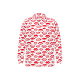 Lips Pattern Print Design 05 Men's Long Sleeve Polo Shirt