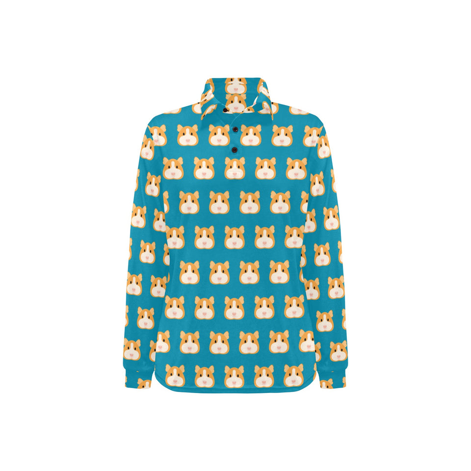 Guinea Pig Pattern Print Design 03 Women's Long Sleeve Polo Shirt
