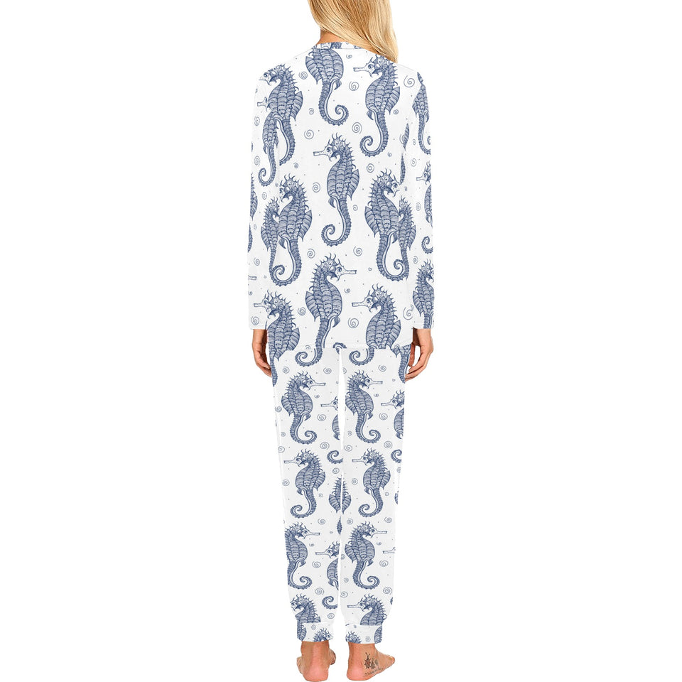 Seahorse pattern background Women's All Over Print Pajama Set